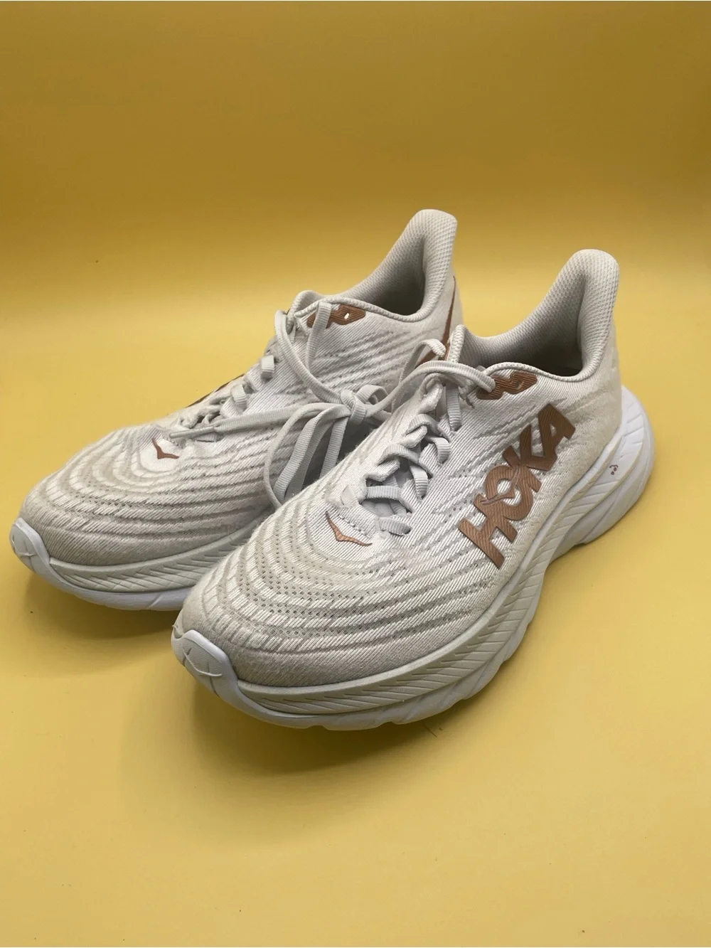 HOKA Women's Mach 5 in the White/Copper